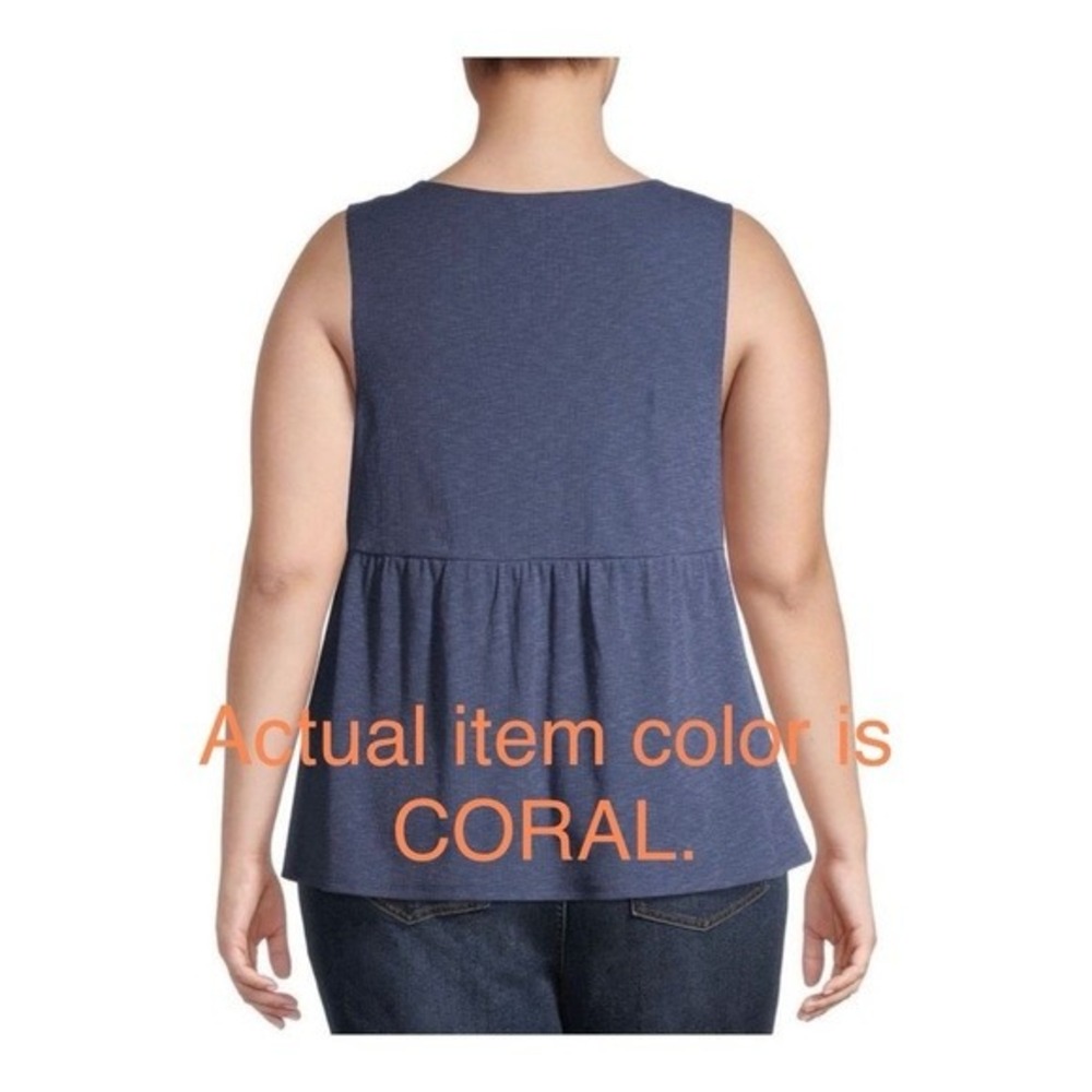 Terra & Sky Coral Peplum Tank Top Comfy Summer Shirt Women's Plus 4X (28W-30W) - Picture 4 of 5